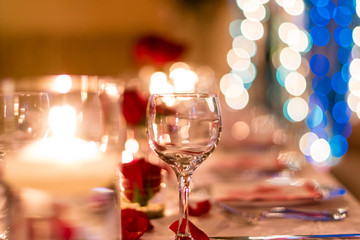 Romantic Wine Glasses on Table Valentines
