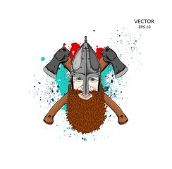 Portrait of warrior in armor. Can be used for printing on T-shirts, flyers and stuff. Vector illustration