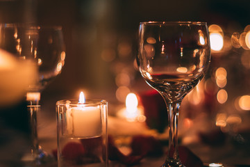 Romantic Wine Glass with Candles
