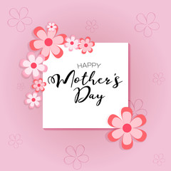 Happy Mother's day! Vector lettering illustration with flowers on rose background
