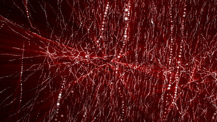 Fototapeta premium Red abstract background. rendering glowing particles