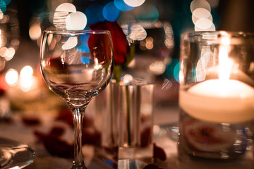 Romantic Wine Glass with Candles