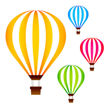 Colorful hot air balloons set isolated on white background vector