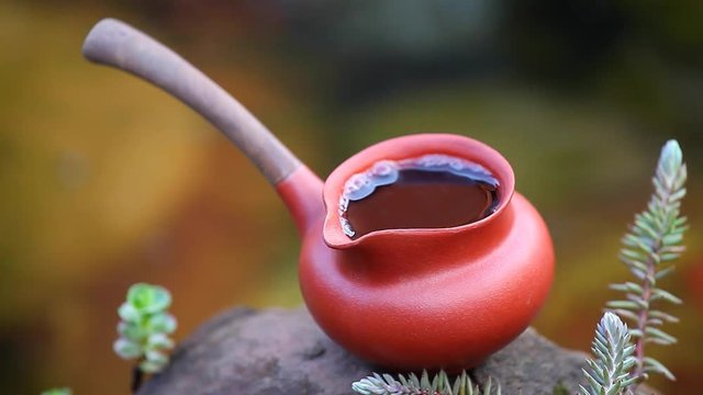 Black Chinese Tea Run River footage