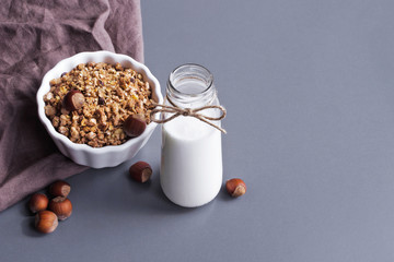 greek yoghurt drink with nuts granola