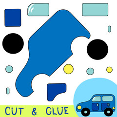 Developing game for children. Cut and glue. Car. 