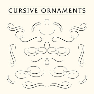 Cursive ornaments set