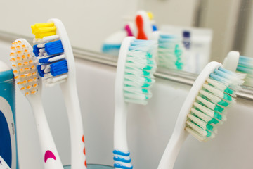 Used toothbrushes and their reflection