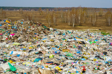 household garbage on the background of nature