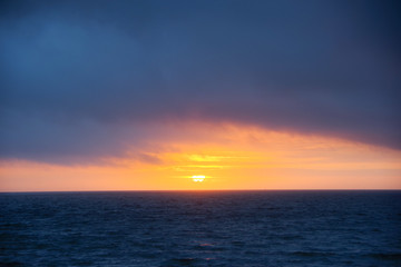 Cloudy sunset above the Atlantic ocean, Vigo, Galicia, Spain
