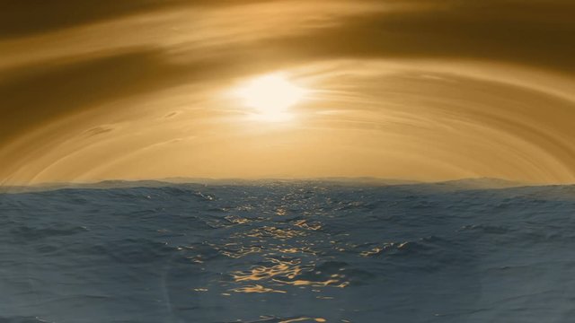 Blue Ocean View with Clouds on the Horizon