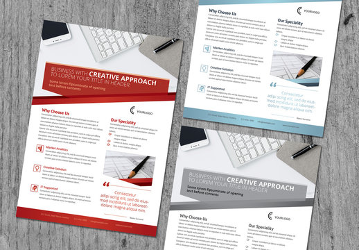 Business Flyer Layout with Geometric Elements