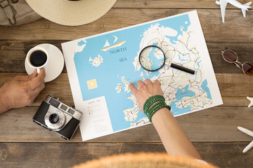 travel concept over wooden table