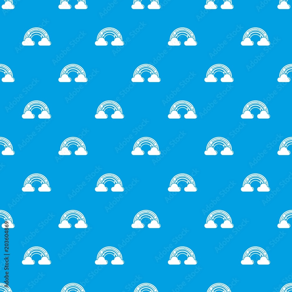 Poster cloud rainbow pattern vector seamless blue repeat for any use