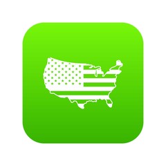 USA map icon digital green for any design isolated on white vector illustration