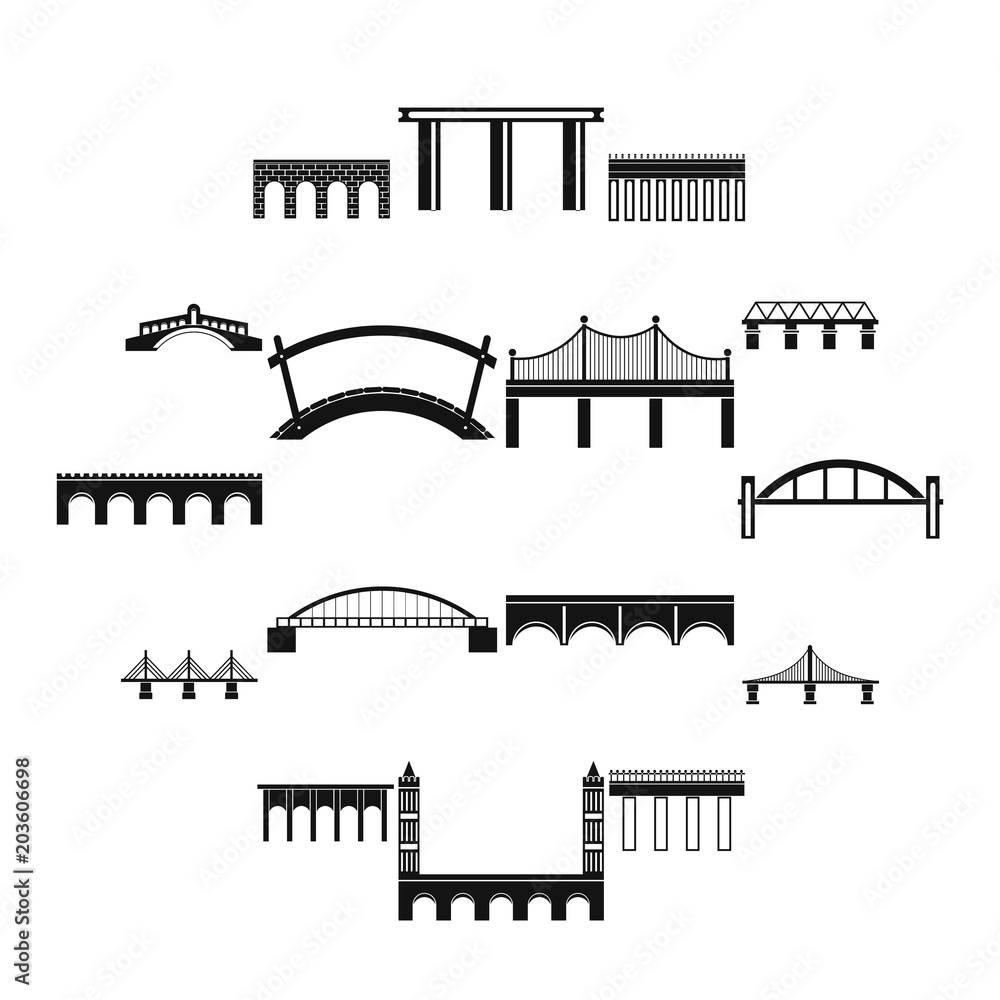 Poster bridge set icons in simple style for any design