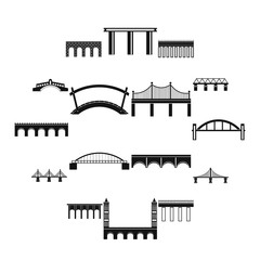 Bridge set icons in simple style for any design