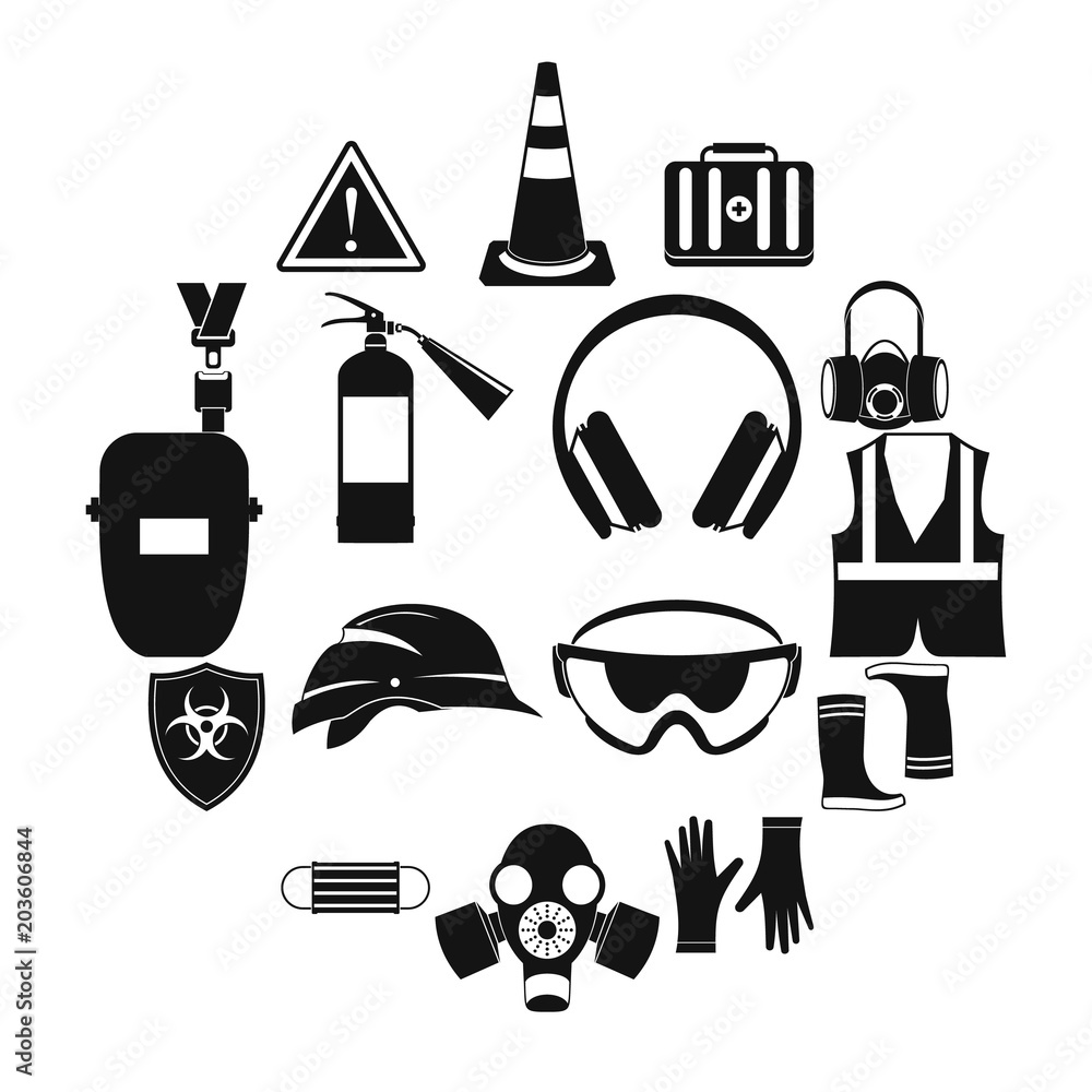 Poster safety icons set in simple style for any design
