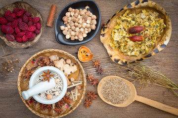 Thai herb,herb ingredient ,top view
