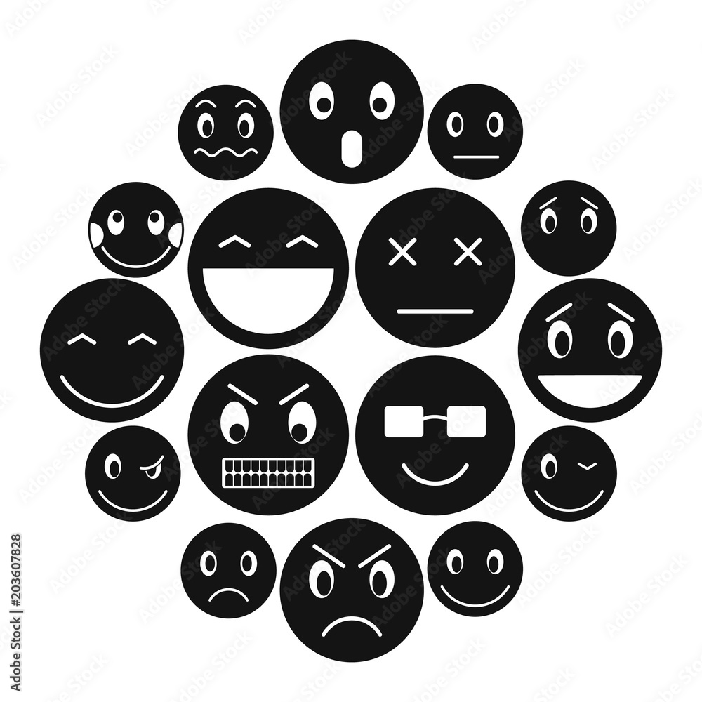 Poster emoticon icons set in simple style for any design