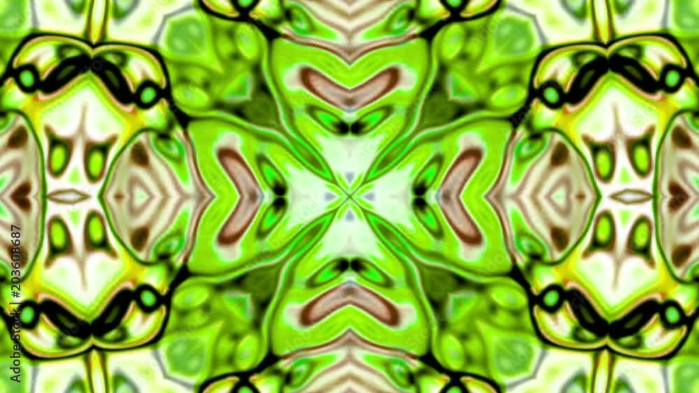 Poster Kaleidoscope Flowered Multicolored Seamless Loop Background