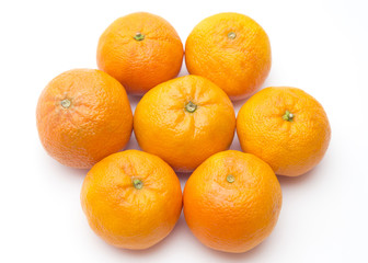 Fresh Mandarin Oranges on a White Background