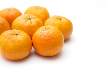 Fresh Mandarin Oranges on a White Background