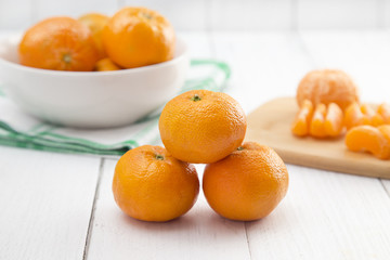 Fresh Mandarin Oranges on a White Background
