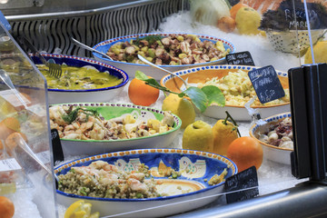 Fish for sale, lobster salmon oysters. a fresh food
 