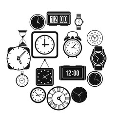 Time and Clock icons set in simple style for any design
