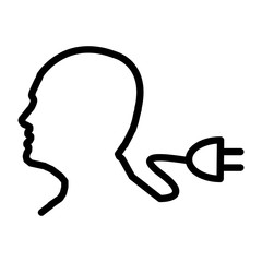 Line electric man icon, flat design