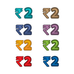 Illustration Vector of price 2 rupee, India currency