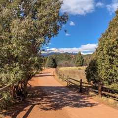 Walking Trail with a view of Pikes Peak