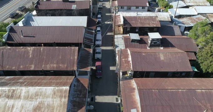 low level flyovewr of historic Locke california