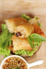 fried spring rolls traditional for appetizer food.