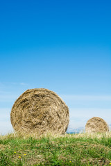 牧草ロールと青空