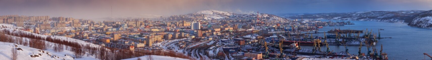 Panoramic view Murmansk, Russia - obrazy, fototapety, plakaty