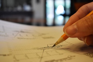 Arcitecture Work day at home with design plans