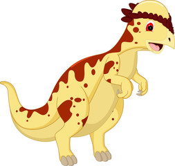 sweet stygimoloch cartoon standing with smile and waving