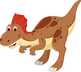 funny triceratops cartoon standing with smile and waving