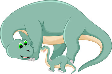 cute brontosaur cartoon standing with smile