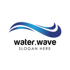 Naklejka premium Water wave logo template icon vector illustration design. water industry logo design
