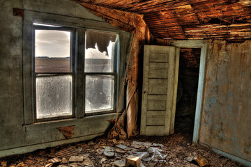 Abandoned Farm Houses in Rural South Dakota slowly decay.