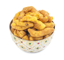 Ganthiya Also know as Gathiya, Ghatiya are deep fried Indian snacks made from chickpea flour. They are a popular teatime snack in Gujarat. They are soft and not crunchy like most other Indian snacks
