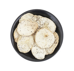 Indian Spicy Potato Chips Also know as Aloo Papri, Aloo Papdi, Alu Papdi, Wafer and Aloo Chips isolated on White Background