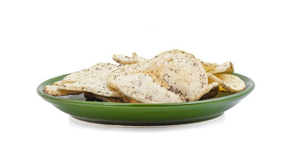 Indian Spicy Potato Chips Also know as Aloo Papri, Aloo Papdi, Alu Papdi, Wafer and Aloo Chips isolated on White Background