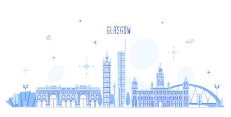 Glasgow skyline Scotland UK vector city buildings