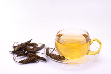Helicteres Isora or east Indian screw tree dry and tea are herb maintain diabetes and  reduce isolate on white background