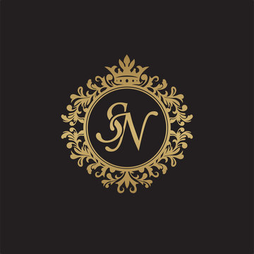 Initial letter SN, overlapping monogram logo, decorative ornament badge,  elegant luxury golden color Stock Vector | Adobe Stock