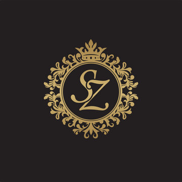 Initial letter SZ, overlapping monogram logo, decorative ornament badge,  elegant luxury golden color Stock Vector | Adobe Stock